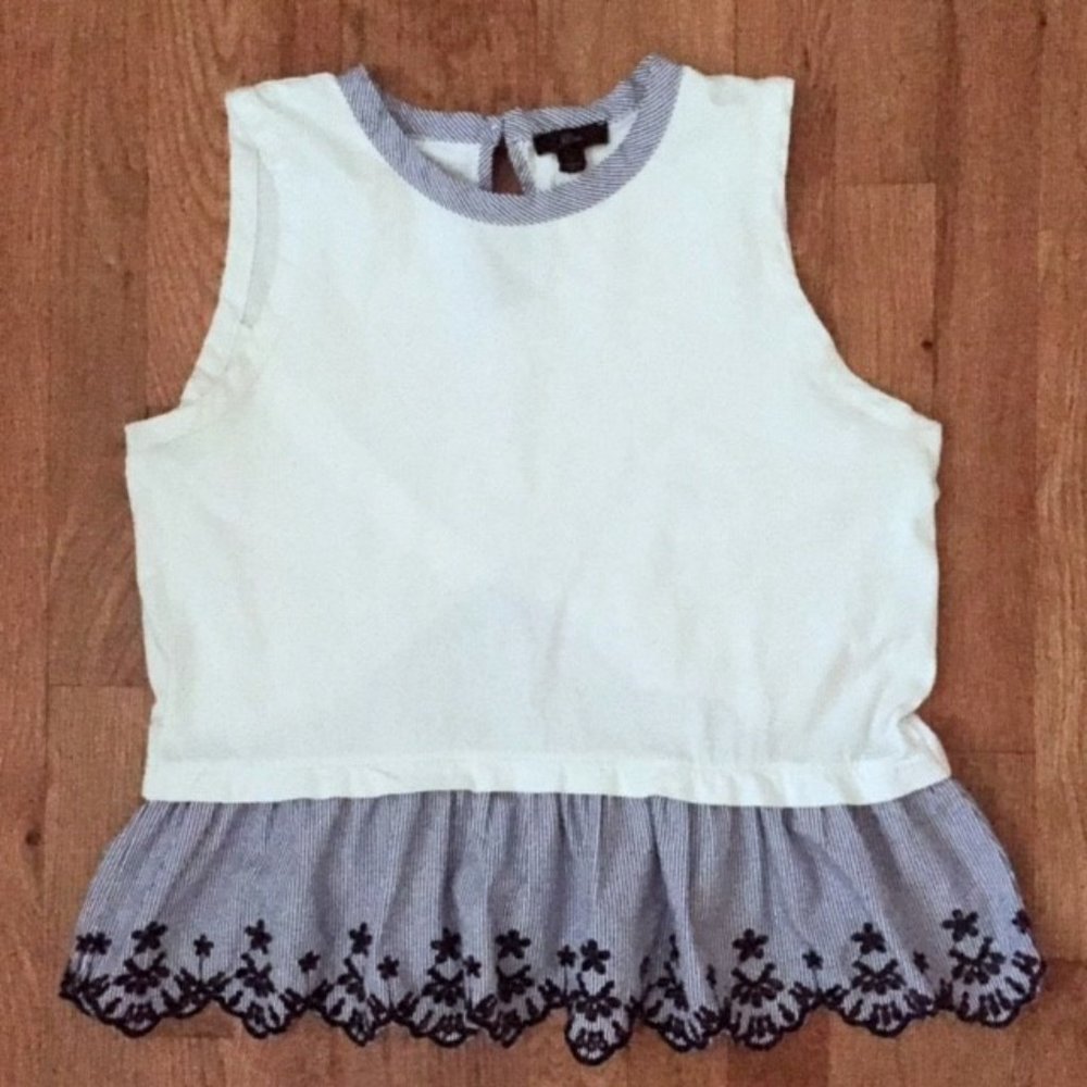 J. Crew Embroidered Peplum Tulip-Back Tank Top (S) EUC - Picture 4 of 8